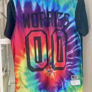 No Worries Tie Dye Psychedelic Athletic Mesh Top